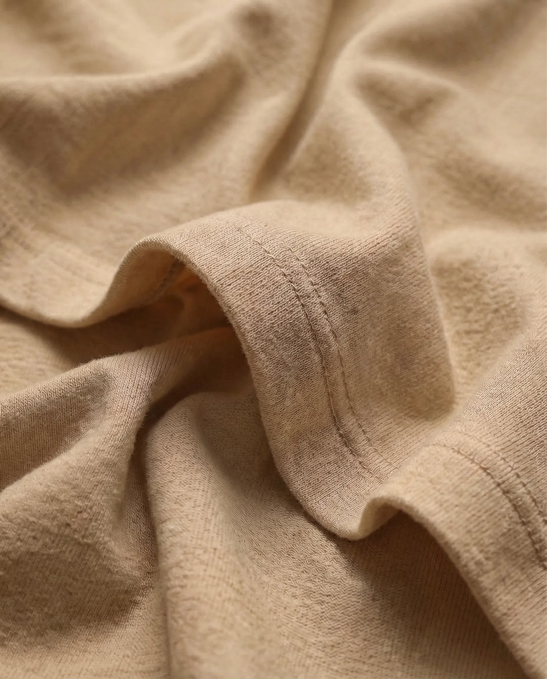 beige oversized solid color roundneck t shirt