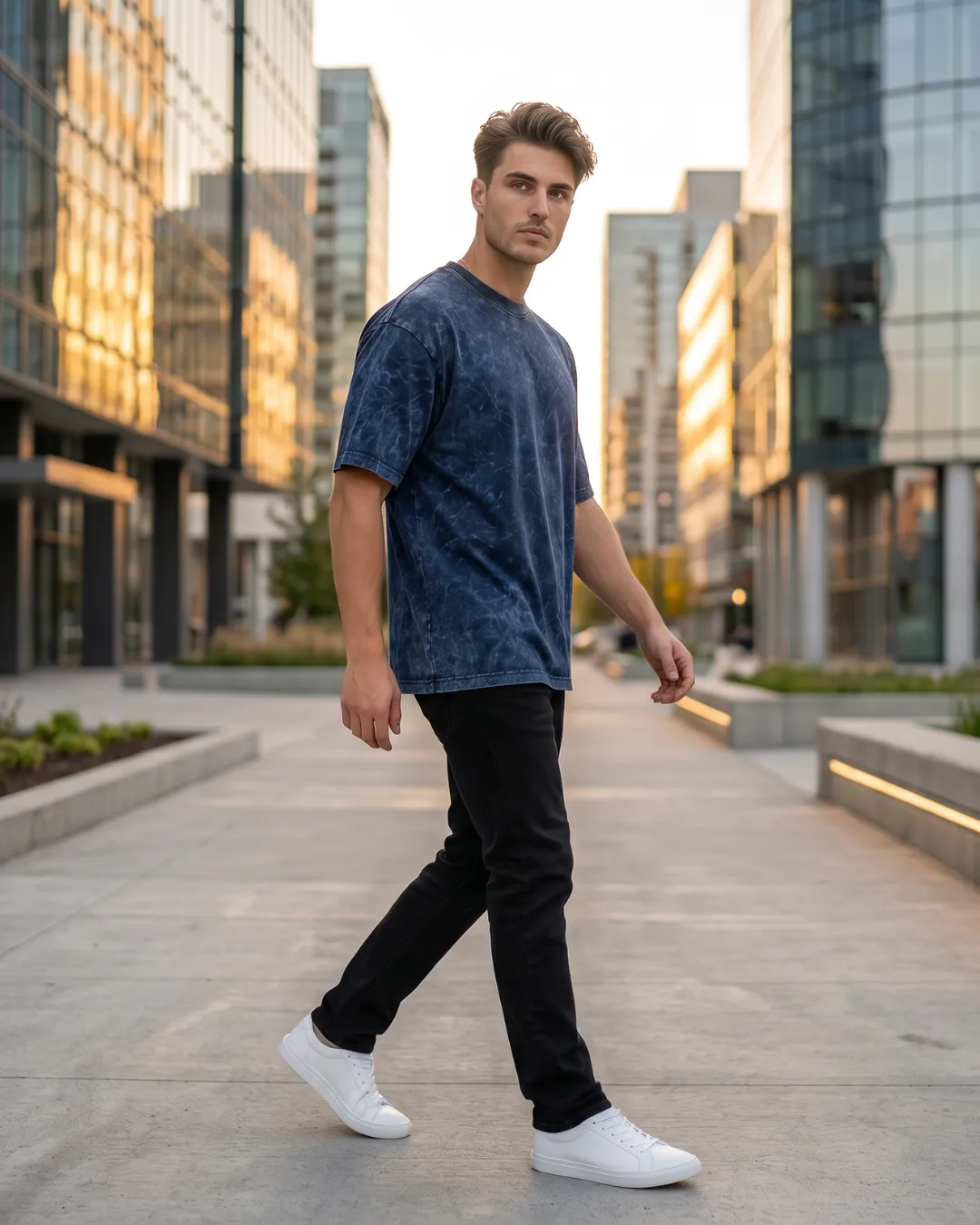 acid wash brown oversized round neck t shirt (copy)