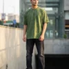 acid wash green oversized round neck t shirt