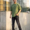acid wash green oversized round neck t shirt