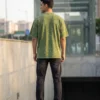acid wash green oversized round neck t shirt