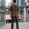 acid wash brown oversized round neck t shirt