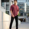 acid wash green oversized round neck t shirt