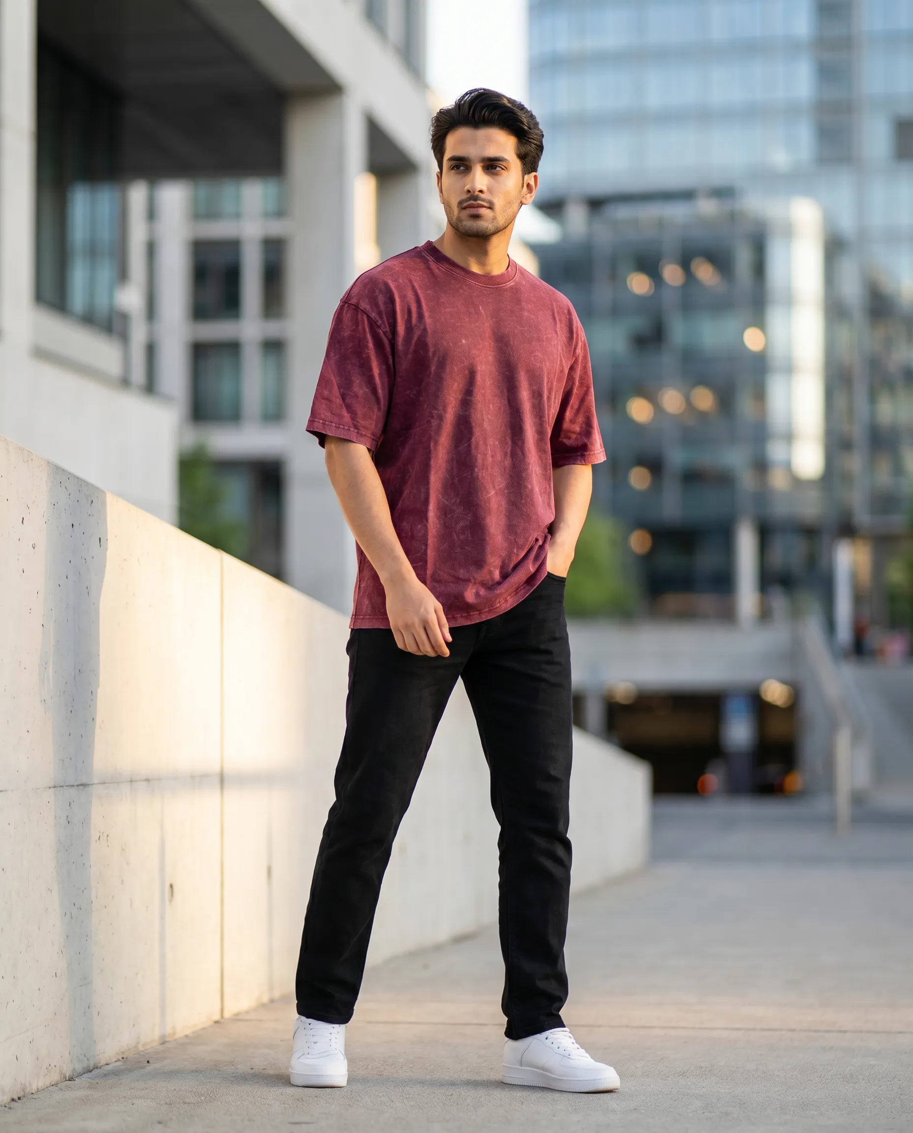 acid wash green oversized round neck t shirt