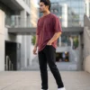 acid wash green oversized round neck t shirt