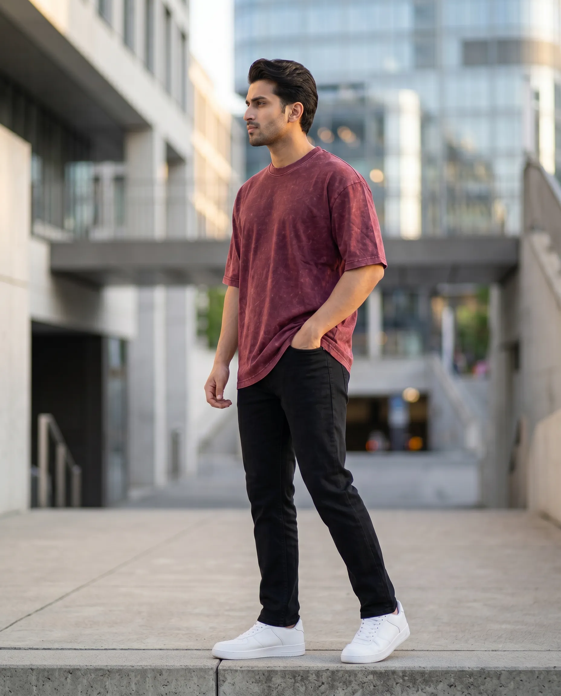 acid wash green oversized round neck t shirt