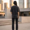 acid wash maroon oversized round neck t shirt