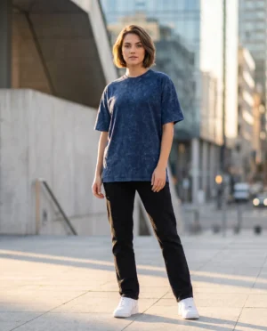 acid wash maroon oversized round neck t shirt