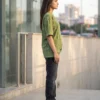 acid wash maroon oversized round neck t shirt