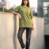 acid wash maroon oversized round neck t shirt