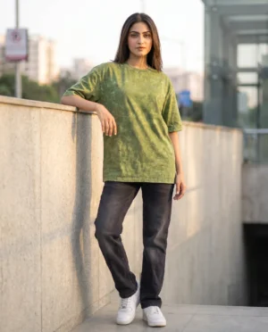 acid wash maroon oversized round neck t shirt