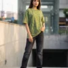 acid wash maroon oversized round neck t shirt