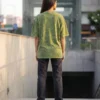 acid wash maroon oversized round neck t shirt