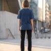 acid wash maroon oversized round neck t shirt
