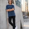 acid wash maroon oversized round neck t shirt