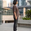 acid wash maroon oversized round neck t shirt