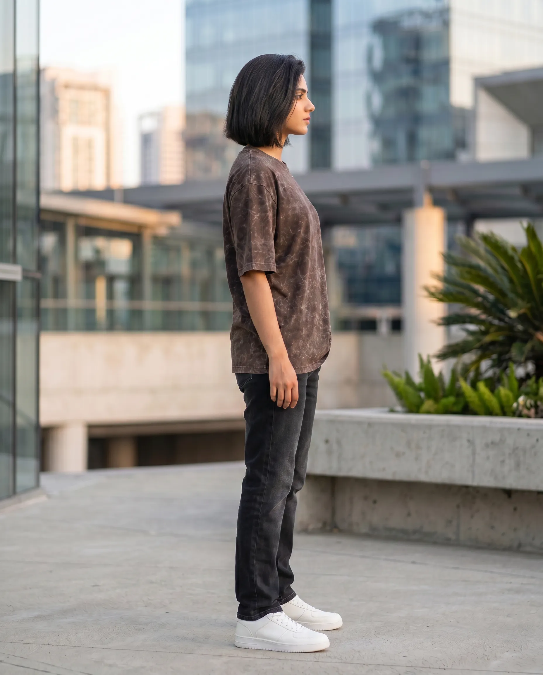 acid wash maroon oversized round neck t shirt