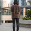 acid wash maroon oversized round neck t shirt