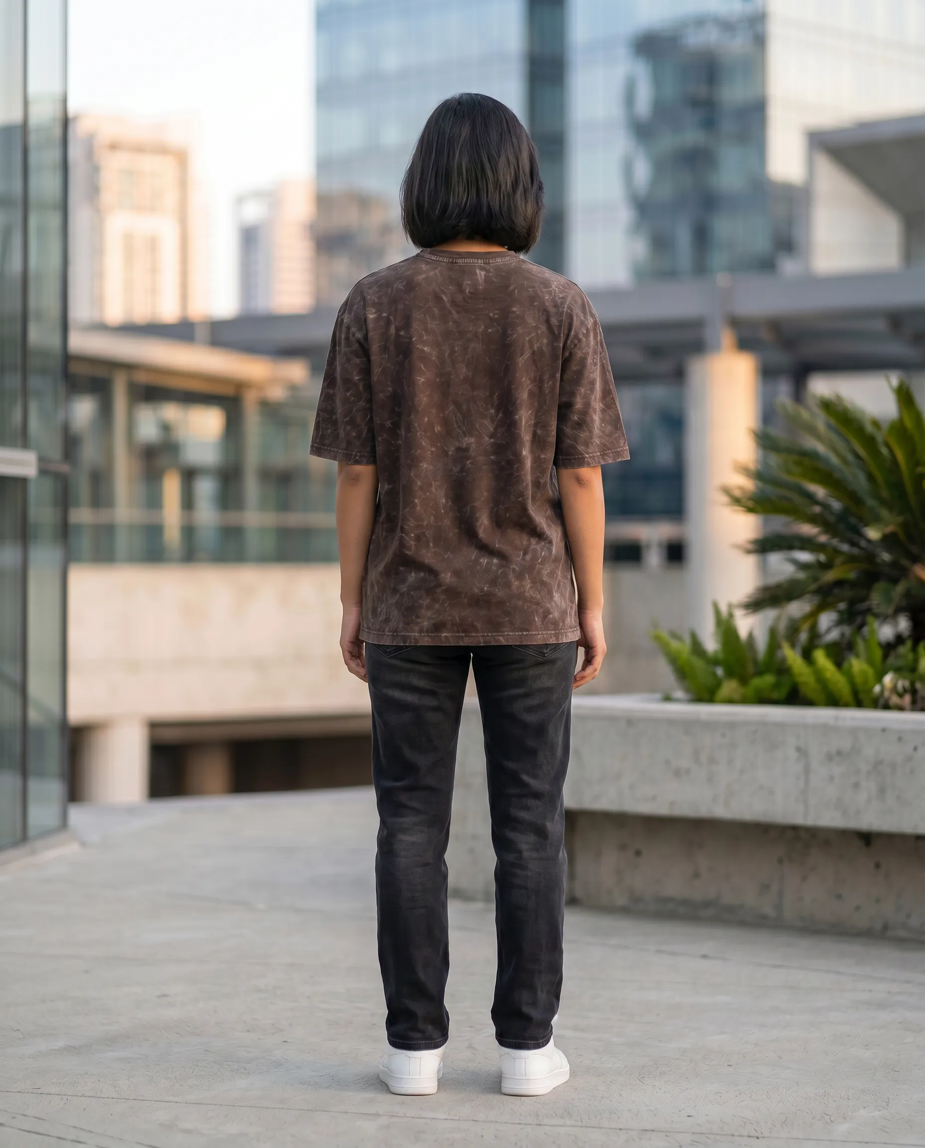 acid wash maroon oversized round neck t shirt