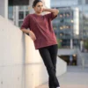 acid wash maroon oversized round neck t shirt