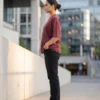 acid wash maroon oversized round neck t shirt