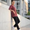acid wash maroon oversized round neck t shirt