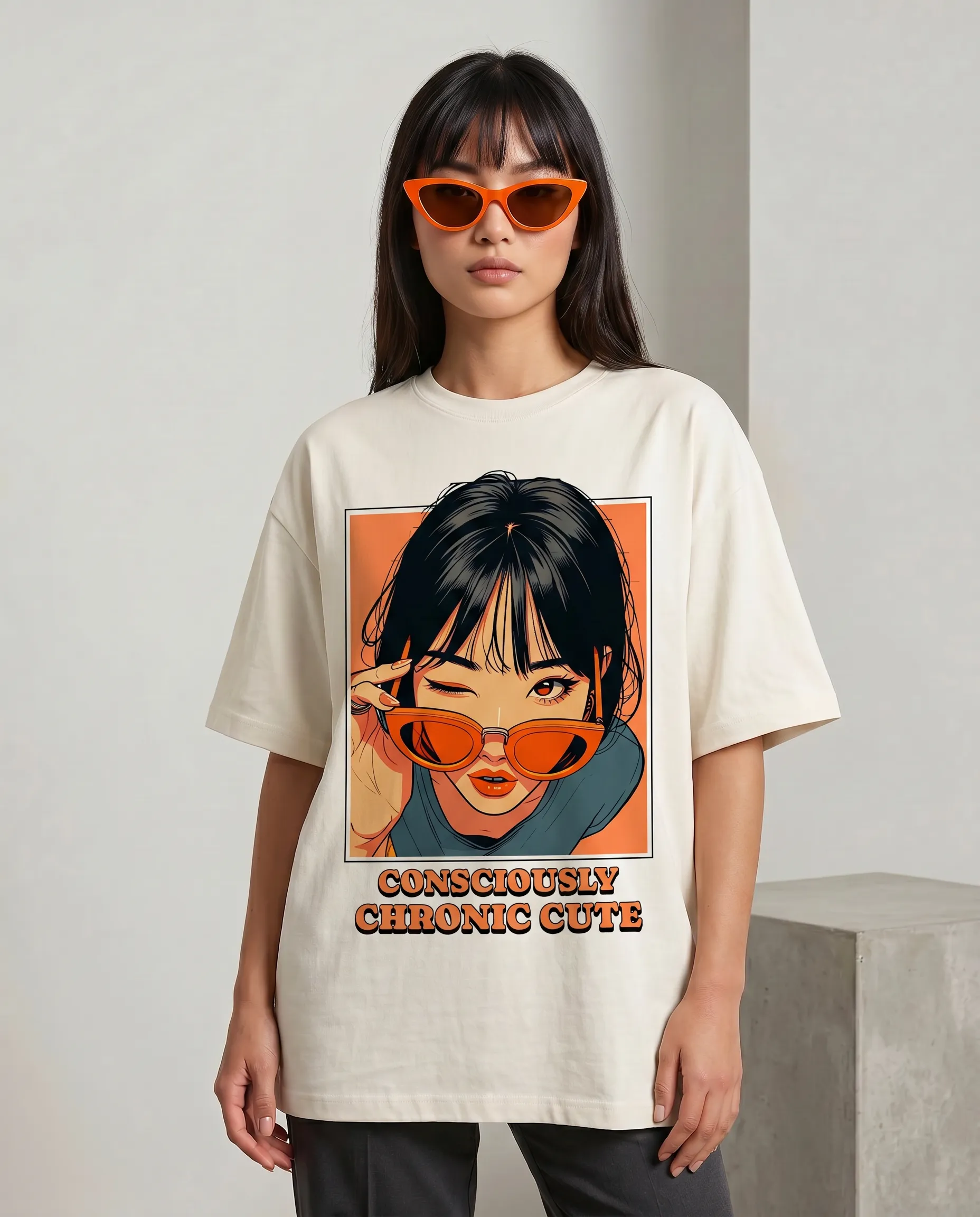 consciously oversized round neck t shirt women
