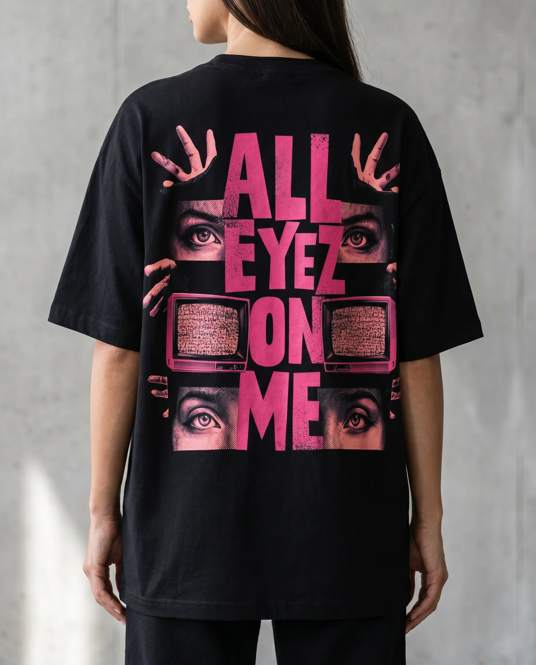 all eyes on me oversized round neck t shirt women