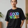 good vibes oversized round neck t shirt women good vibes oversized round neck t shirt women