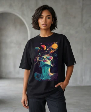 imagination oversized round neck t shirt women