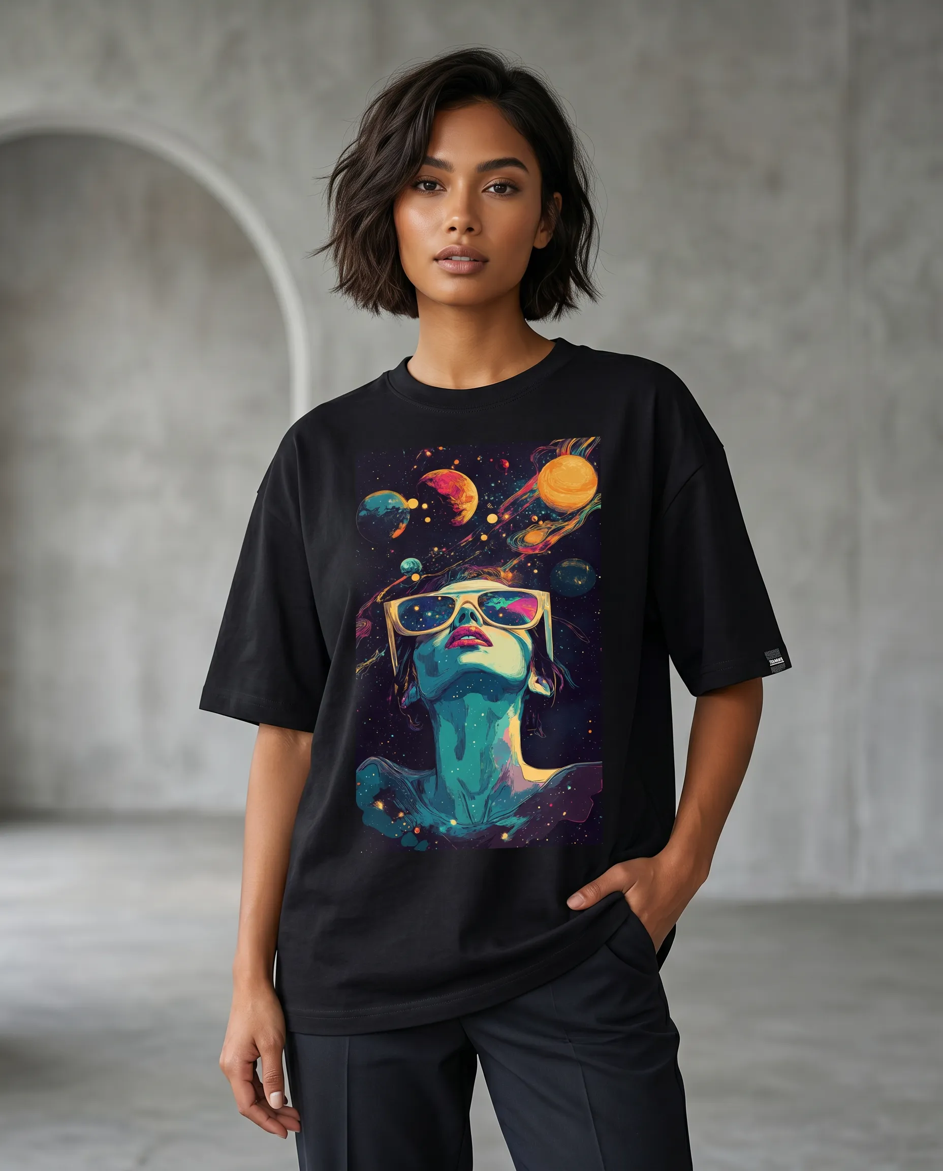 imagination oversized round neck t shirt women