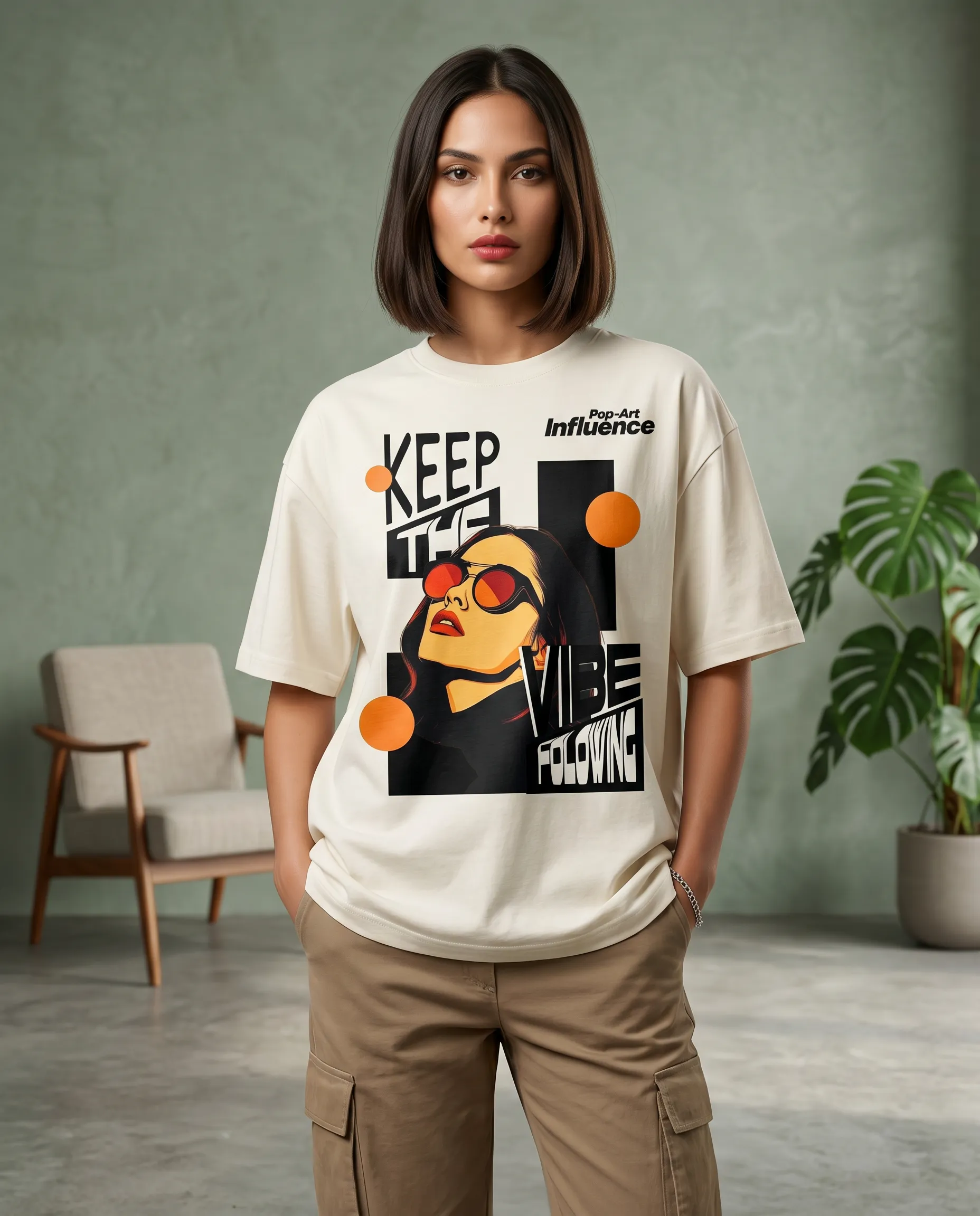 keep the vibe oversized round neck t shirt women