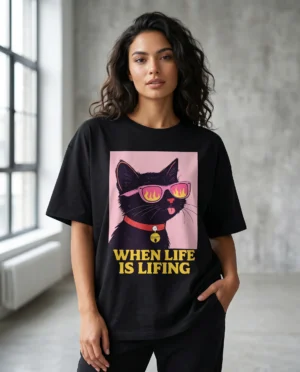 good vibes oversized round neck t shirt women (copy)