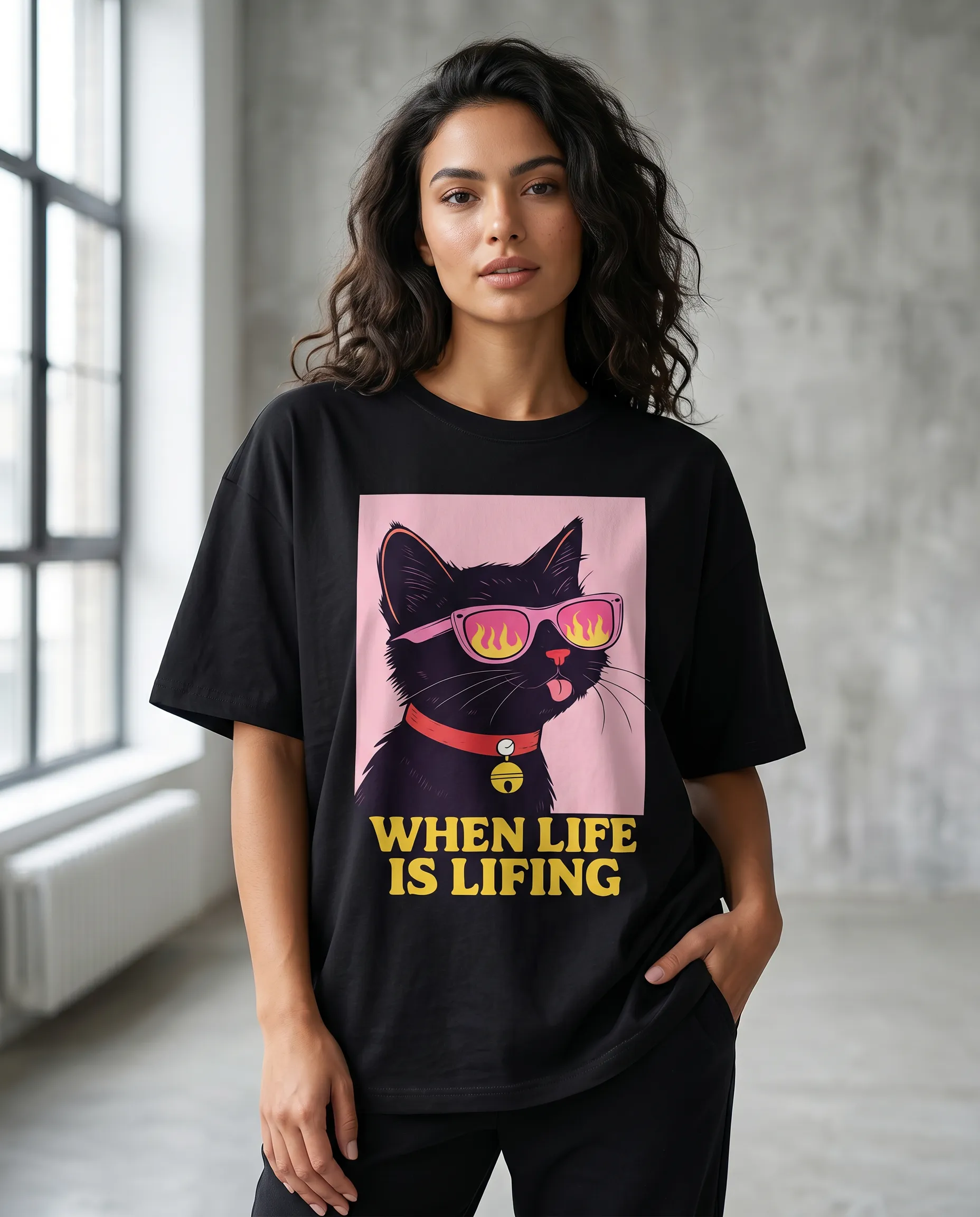 good vibes oversized round neck t shirt women (copy)