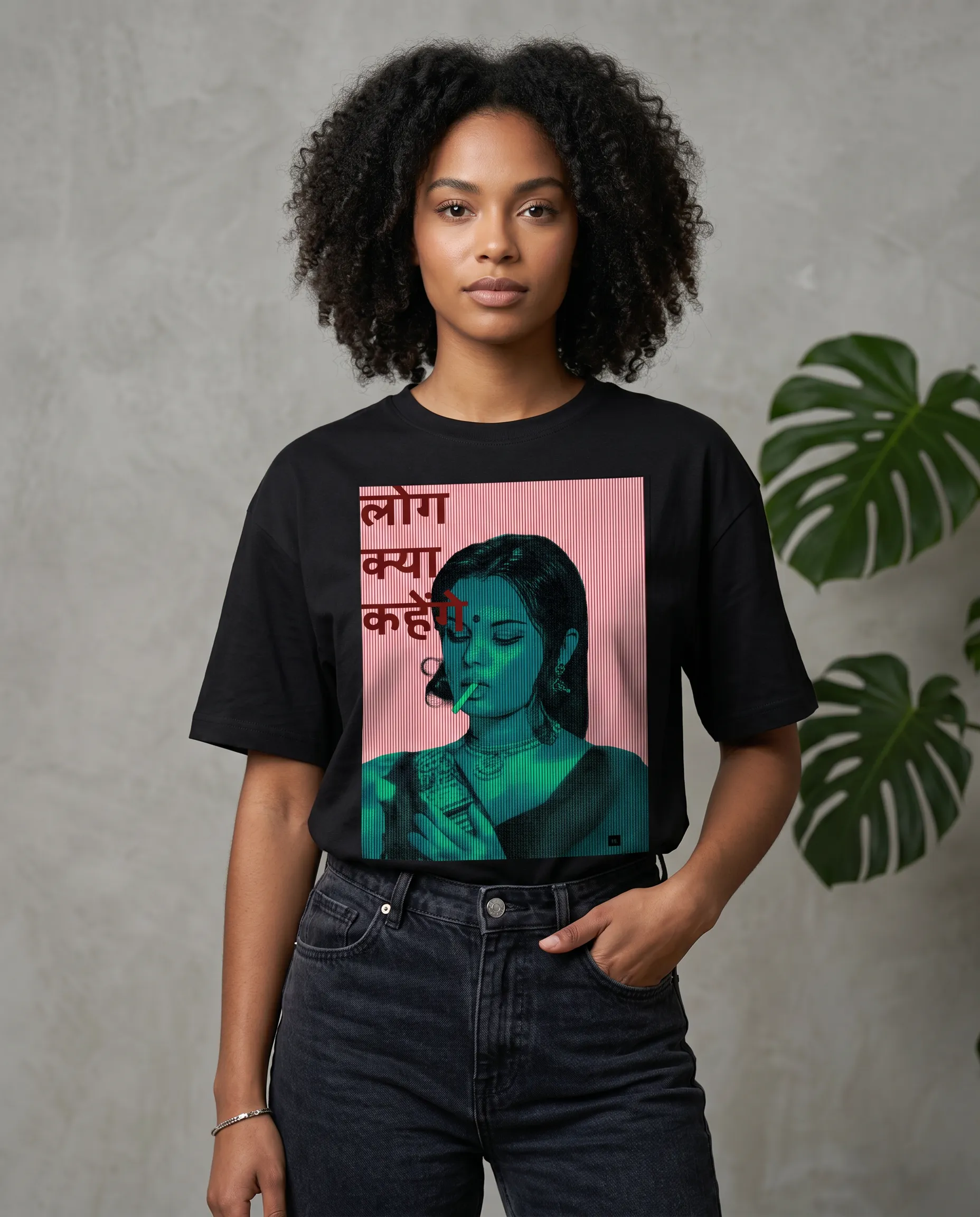 log kya kahenge oversized round neck t shirt women