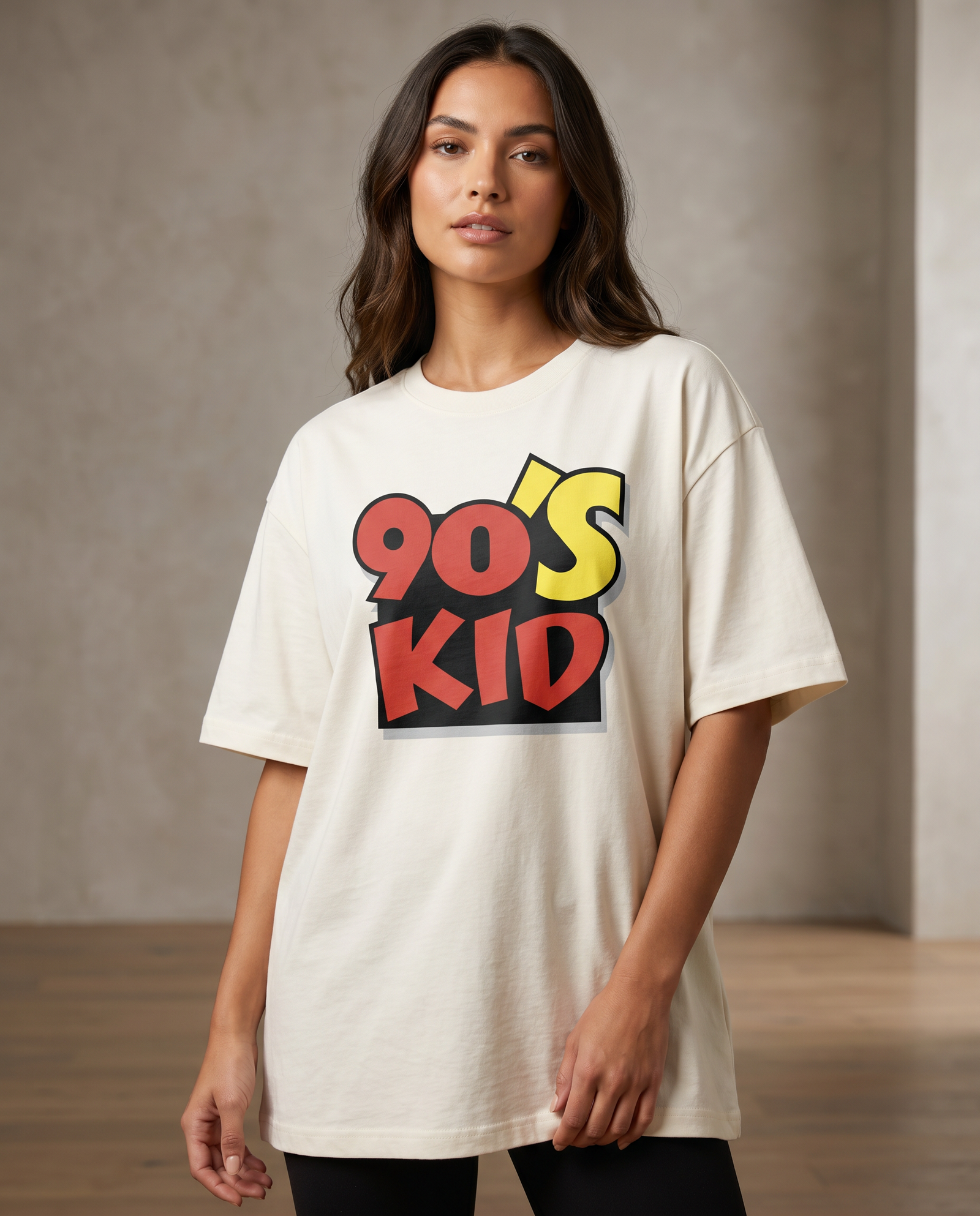 90's kid oversized round neck t shirt women