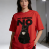 no means no oversized round neck t shirt women