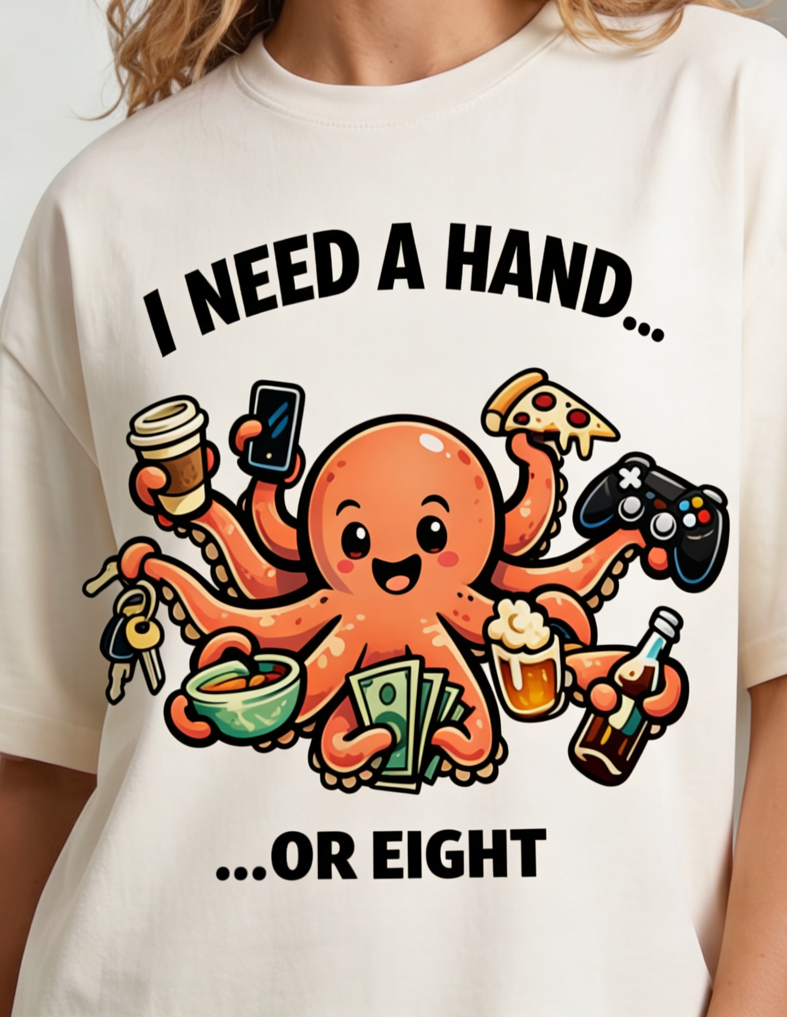 need a hand oversized round neck t shirt women
