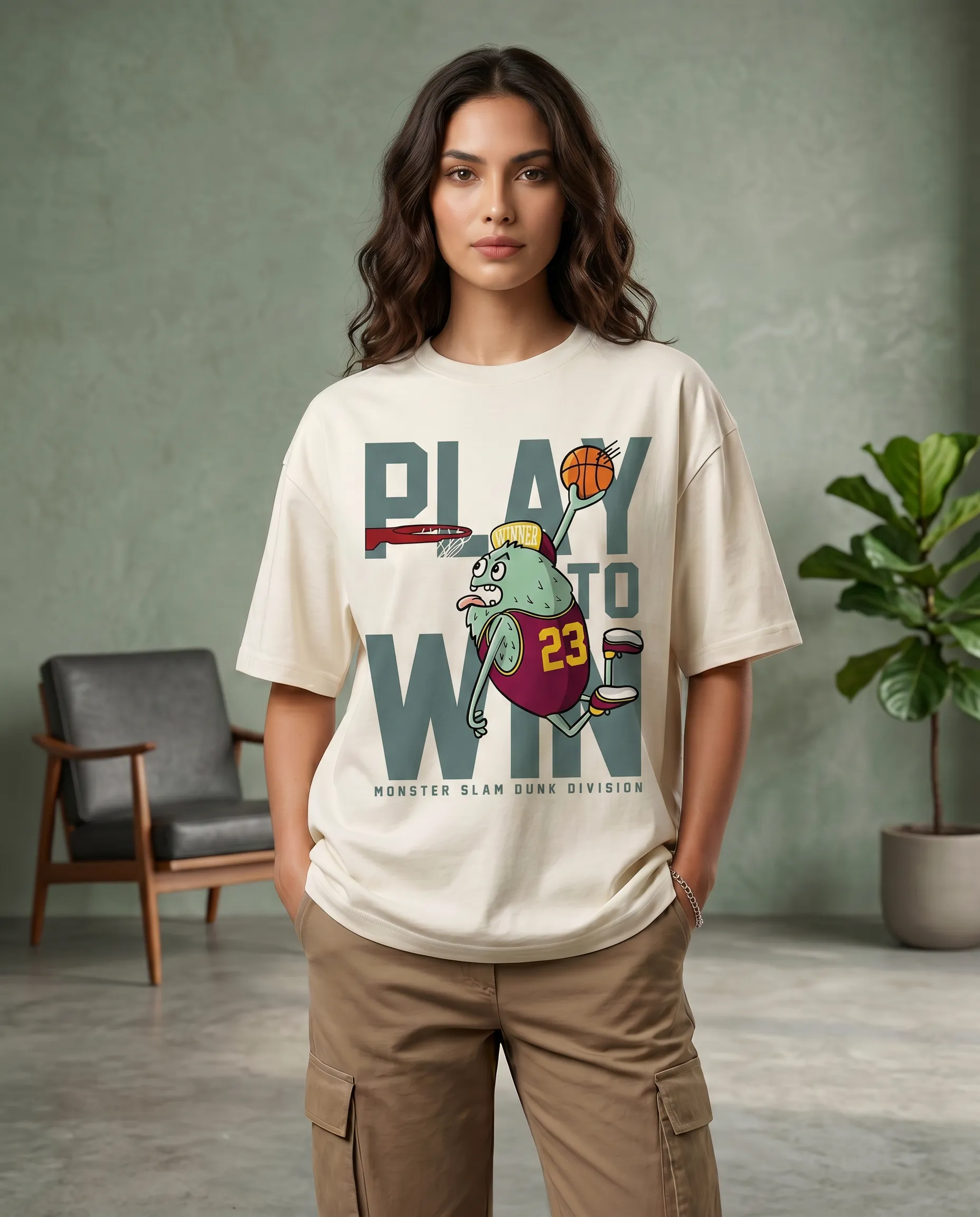 positive energy oversized round neck t shirt women (copy)
