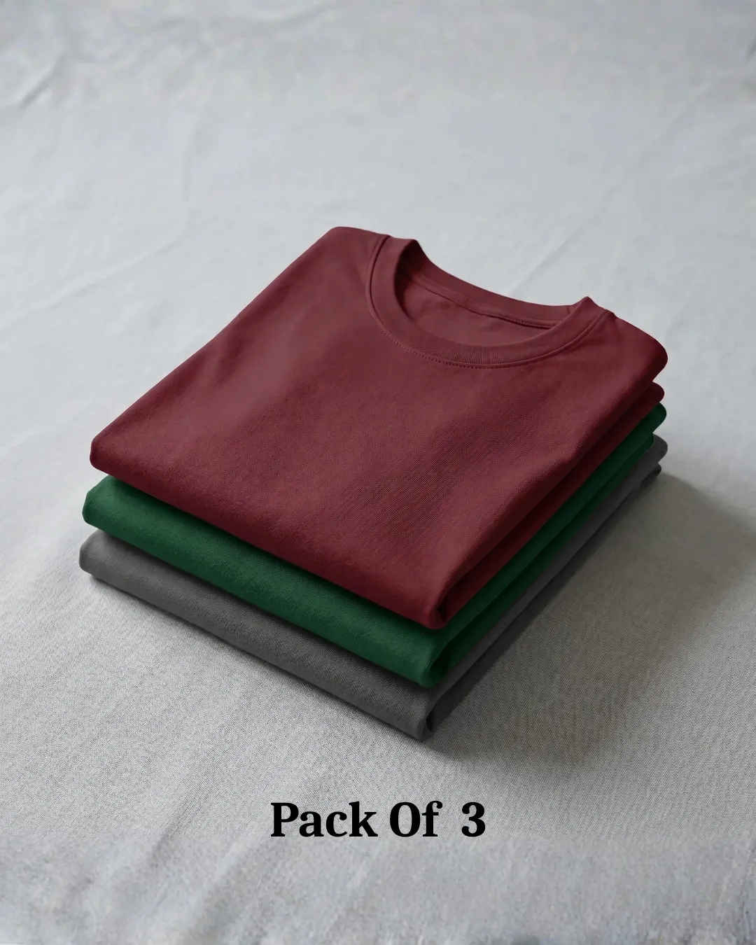 regular t shirt combo of 3 black, white and green regular t shirt combo of 3 black, white and green