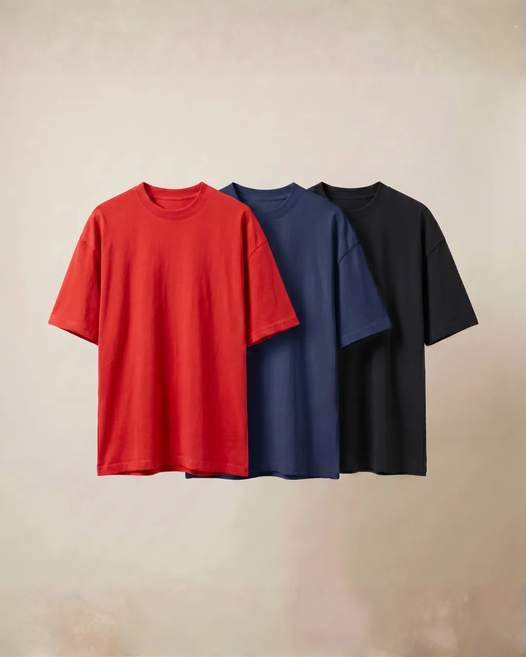 oversized t shirt combo of 3 black, red and navy