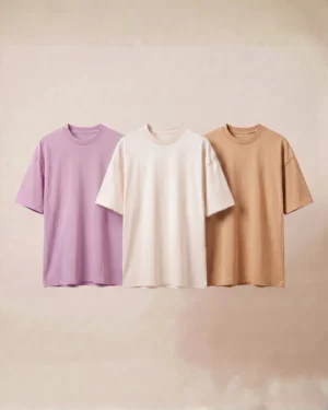 oversized t shirt combo of 3 off white, beige and lavender