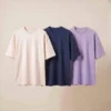 oversized t shirt combo of 3 off white, navy and lavender oversized t shirt combo of 3 off white, navy and lavender
