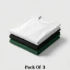 regular t shirt combo of 3 black, white and green regular t shirt combo of 3 black, white and green