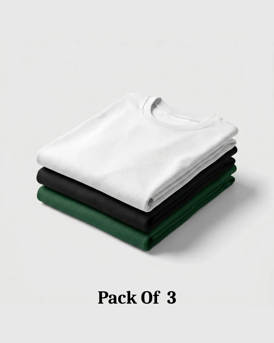 regular t shirt combo of 3 black, white and green regular t shirt combo of 3 black, white and green