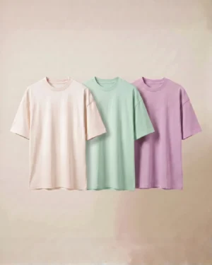 oversized t shirt combo of 3 off white, sage green and lavender