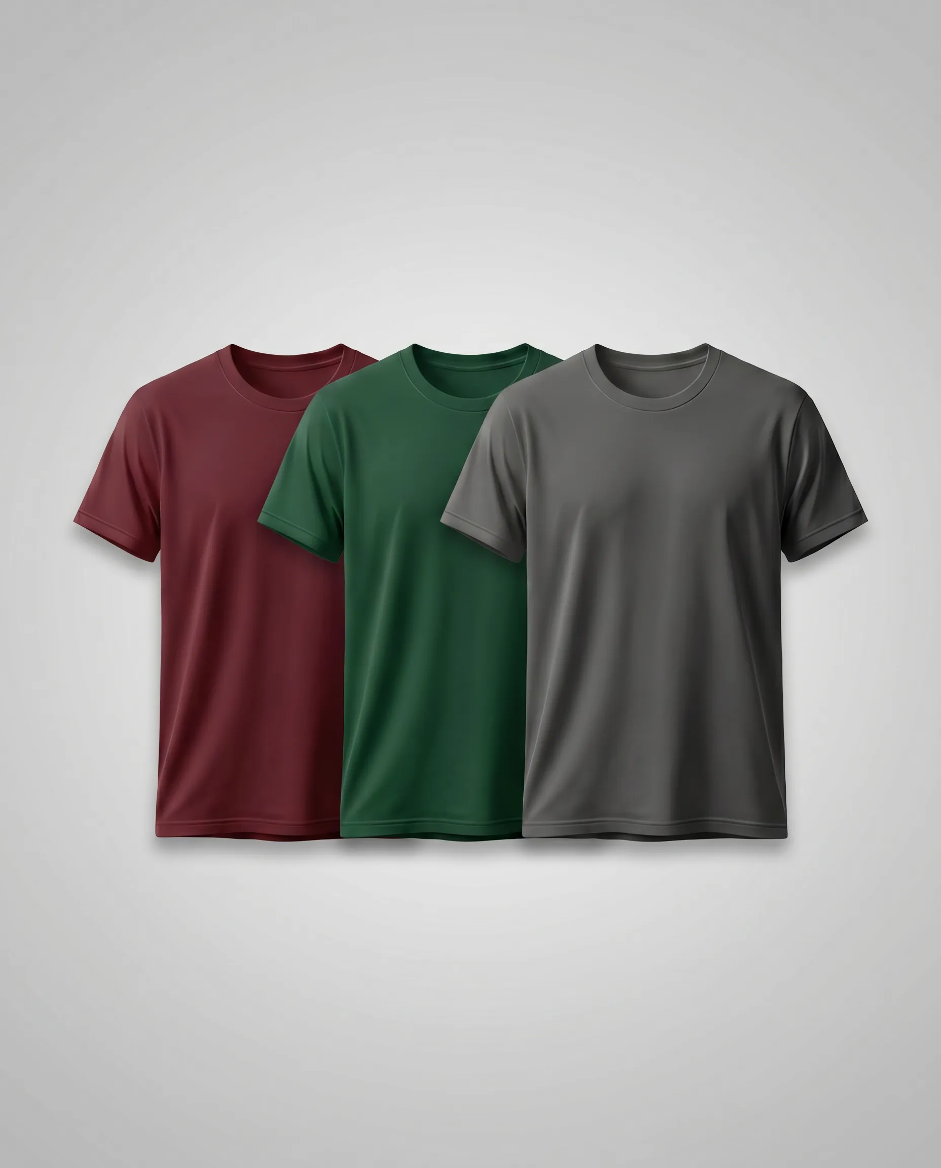regular t shirt combo maroon, green and charcoal