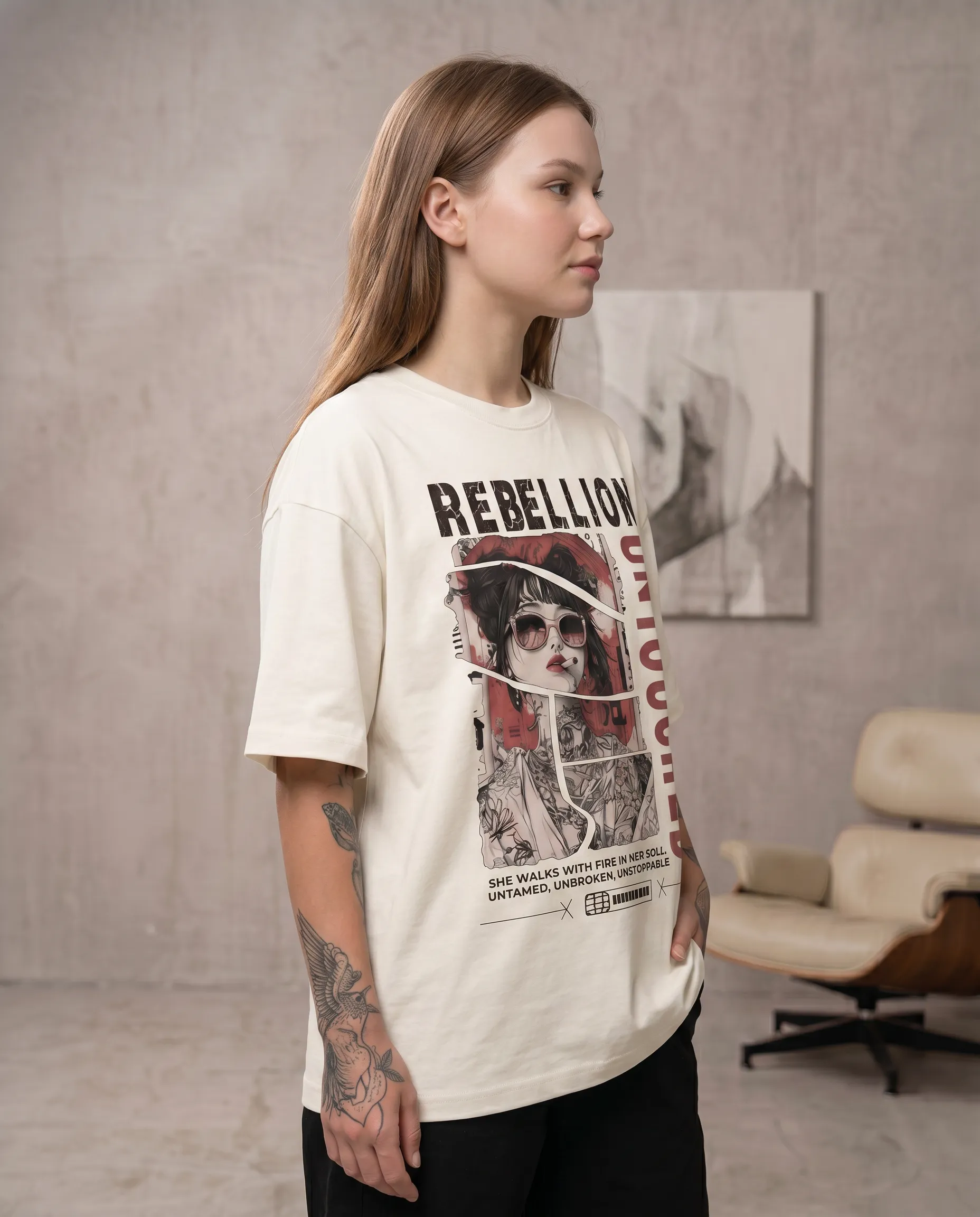 do not disturb oversized round neck t shirt women