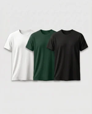 regular t shirt combo black, white and green