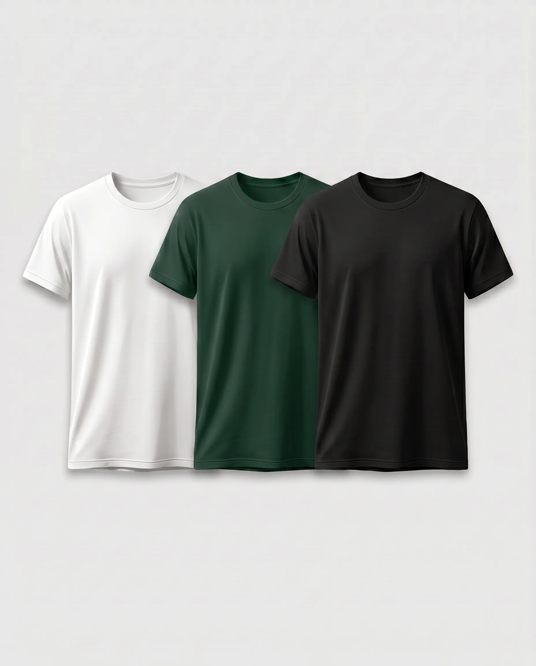 regular t shirt combo black, white and green